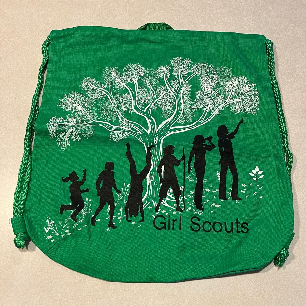 Girl Scouts 💚 Canvas Drawstring Backpack Bag
